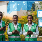 Community health workers in Uganda using RapidPro digital health Uganda via mHero SMS alerts with tablets and dashboards for real-time coordination.