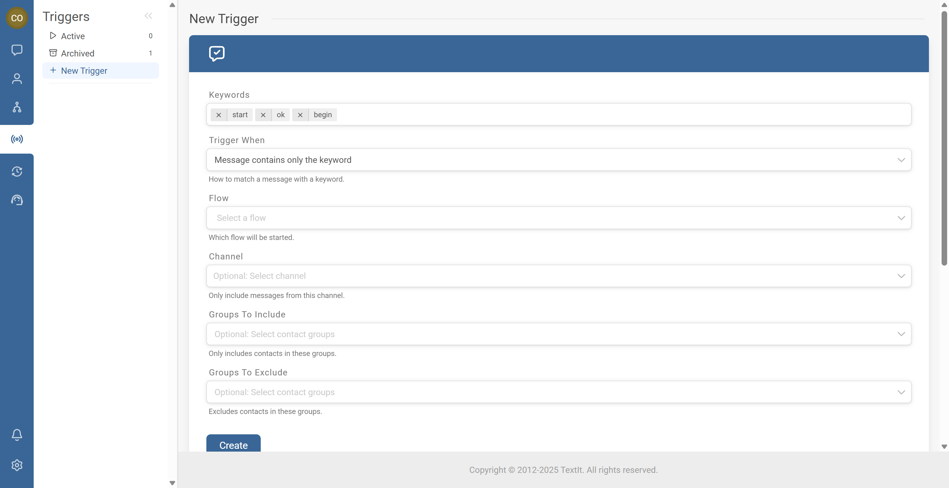 Creating a Keyword Trigger that starts a Flow 2