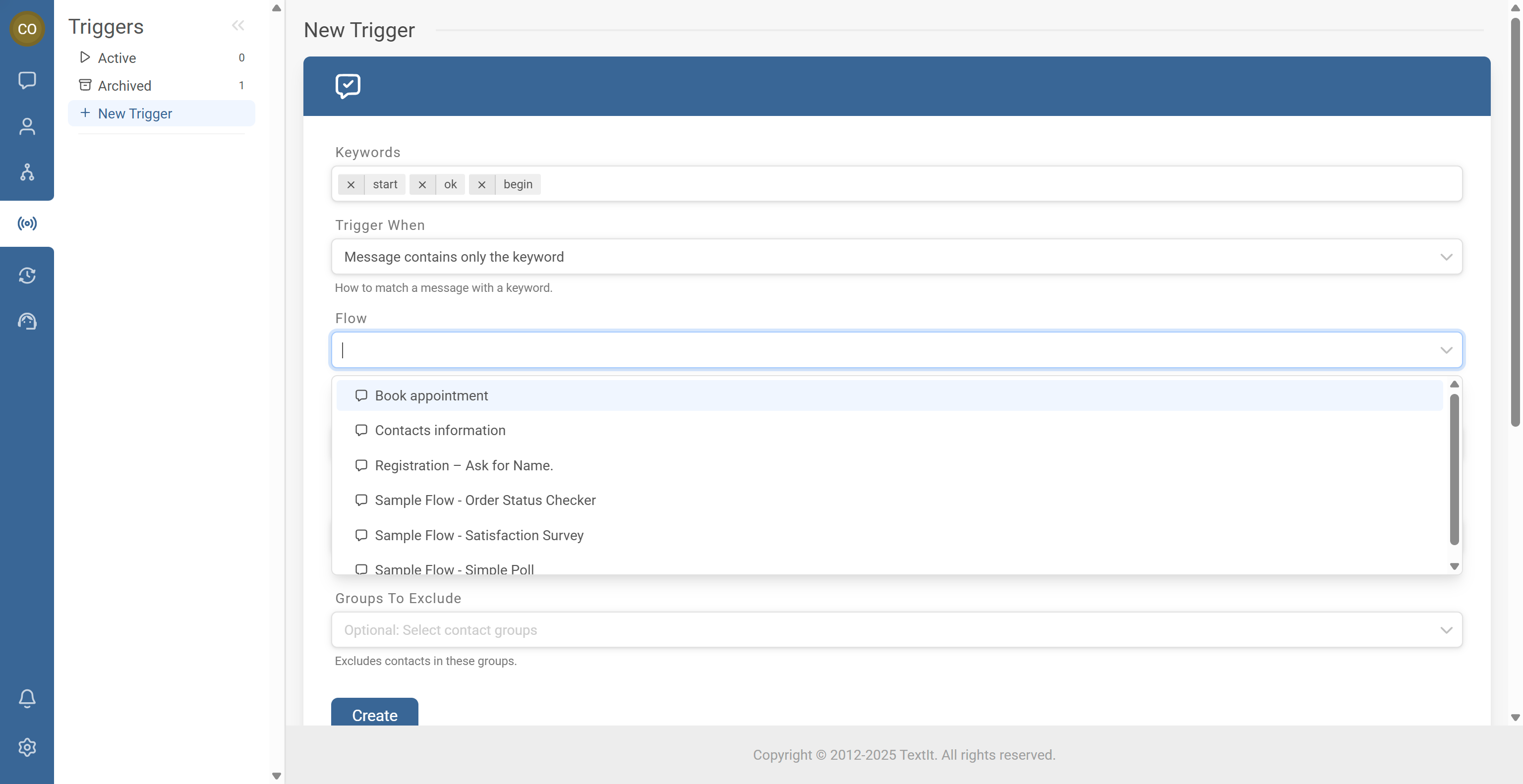 Creating a Keyword Trigger that starts a Flow 3