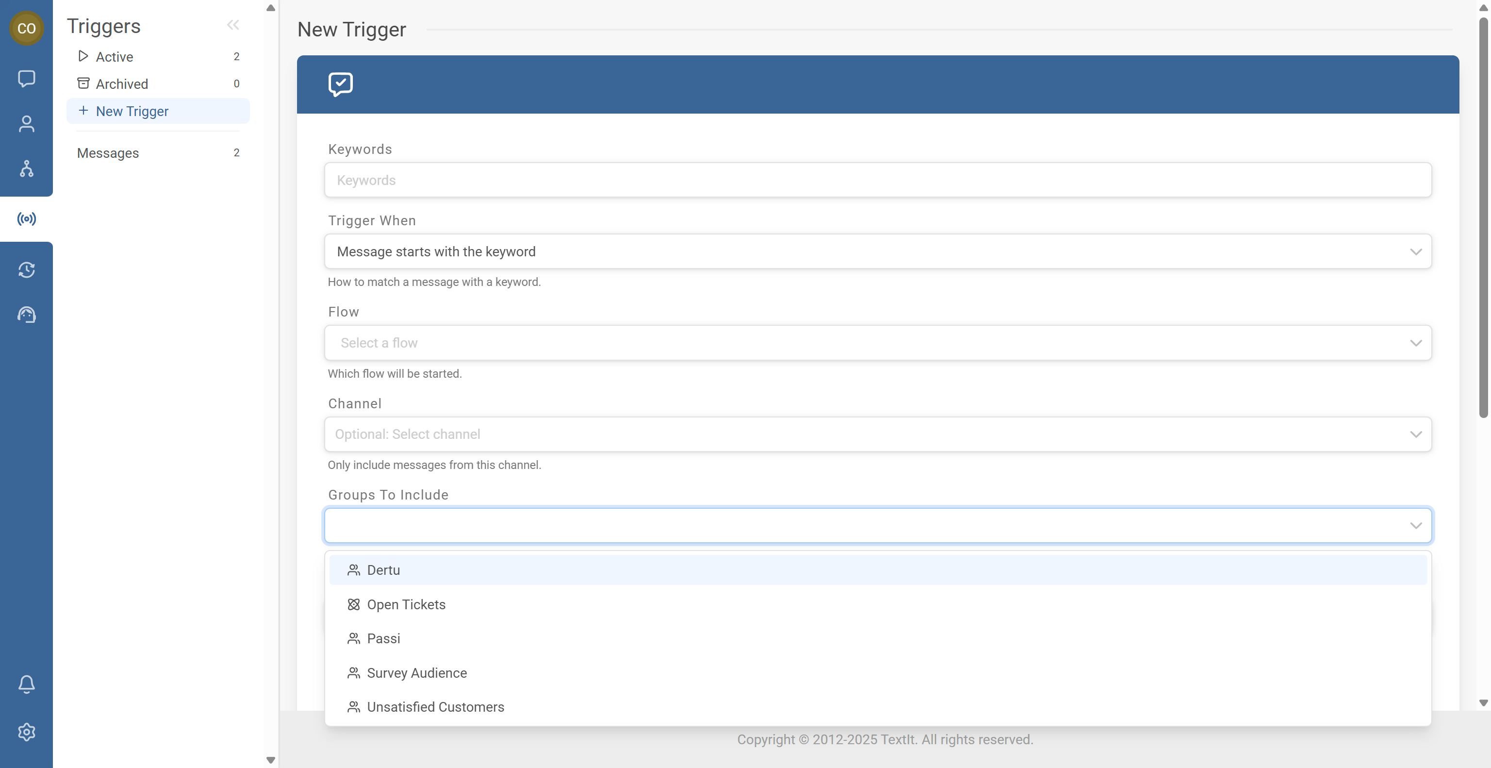 Creating a Keyword Trigger that starts a Flow 5