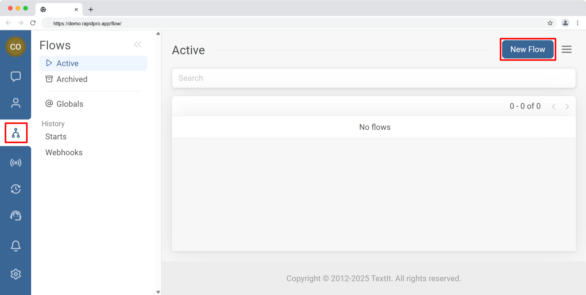 Start creating a new flow